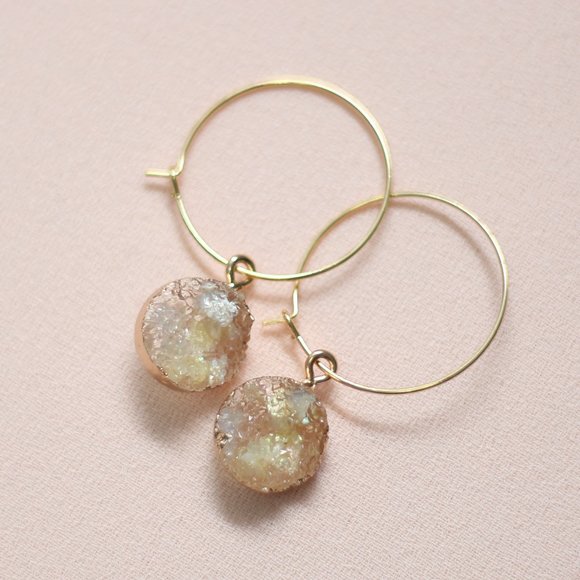 Tan Hoop Acrylic Earrings - Picture 1 of 3